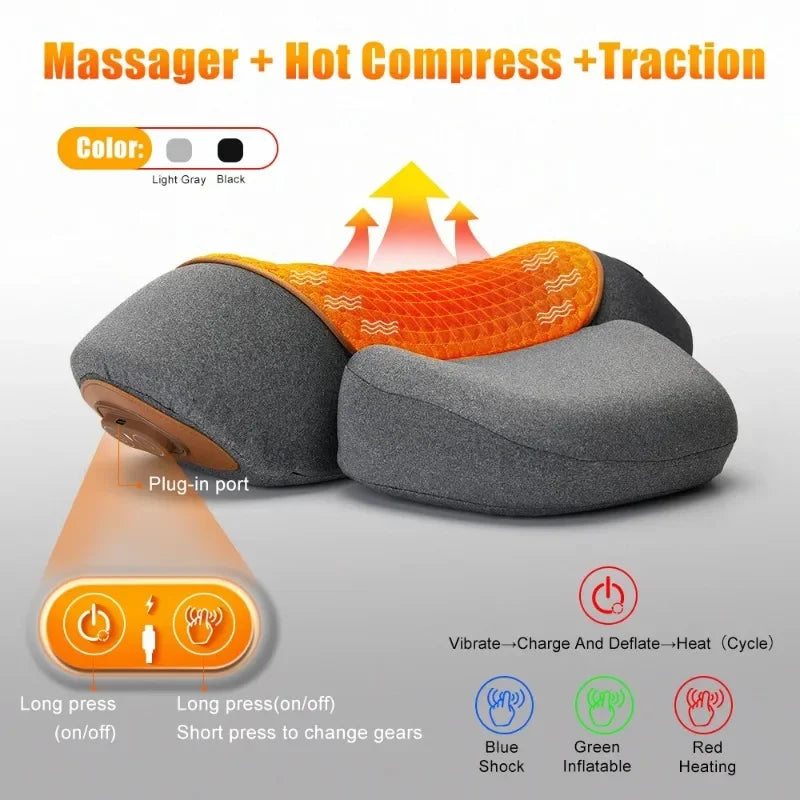 Persona adulta relajada en su sillón usando el masajeador cervical con calor alrededor del cuello